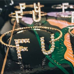 Gold F U Bracelet Cuff
